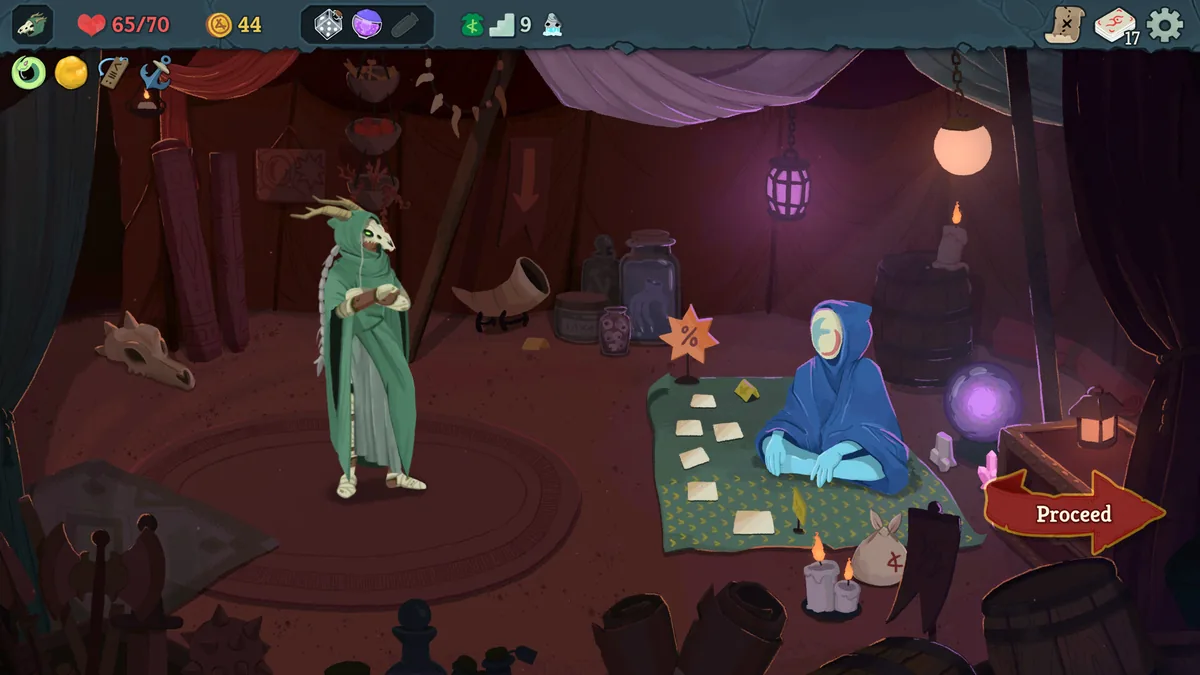 The game's cast gathered around a merchant's campfire stall